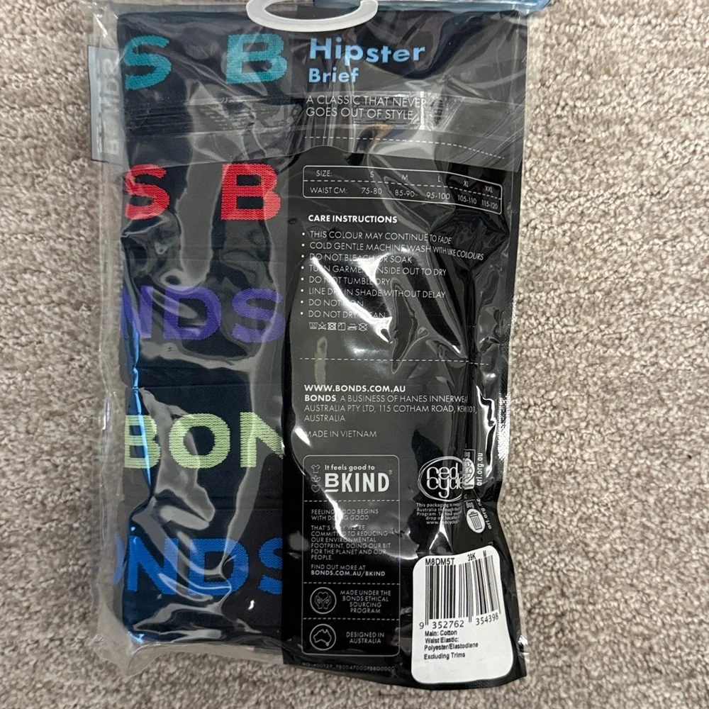 Bonds Men's Hipster Briefs - Black with Colorful Logo